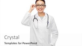  Presentation with asian doctor - Slide deck consisting of medicine-vision-and-healthcare-concept background and a white colored foreground