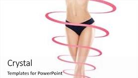  Presentation with burn fat - Presentation having fit and slender girl in swimsuit perfect female shape medicine weight loss fat burn and healthcare concept background and a sky blue colored foreground