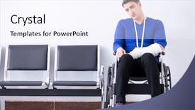  Presentation with workplace accident hospital - Amazing presentation theme having medicine wheel - desperate man waiting for his backdrop and a sky blue colored foreground