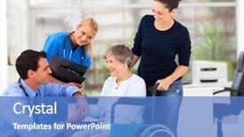  Presentation with friendly - Beautiful presentation design featuring medicine wheel - friendly male doctor comforting senior backdrop and a teal colored foreground