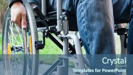  Presentation with medicine wheel - Colorful slides enhanced with medicine wheel - paralyzed man using his wheelchair backdrop and a ocean colored foreground