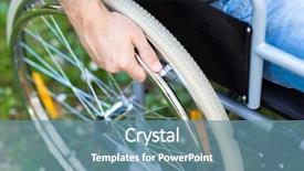  Presentation with wheelchair - Slide deck consisting of medicine wheel - paralyzed man using his wheelchair background and a teal colored foreground