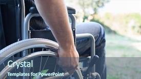  Presentation with medicine wheel - PPT theme with medicine wheel - paralyzed man using his wheelchair background and a ocean colored foreground