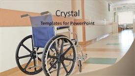  Presentation with moving patient - PPT theme having medicine wheel - wheelchair for patient moving standing background and a mint green colored foreground