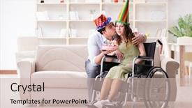  Presentation with disabled person - Cool new presentation theme with medicine wheel - young family celebrating birthday backdrop and a  colored foreground