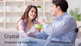  Presentation with doctor taking care of family - Beautiful presentation theme featuring medicine wheel - young family taking care backdrop and a light blue colored foreground