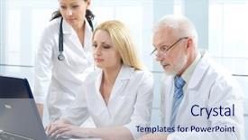  Presentation with medicine - Slides consisting of medicine workers looking at monitor background and a lemonade colored foreground