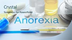  Presentation with diagnosis - PPT theme having medicines and anorexia diagnosis written background and a sky blue colored foreground