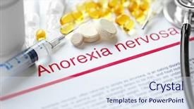  Presentation with anorexia - Colorful theme enhanced with medicines and anorexia diagnosis written backdrop and a sky blue colored foreground