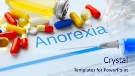  Presentation with anorexia - Presentation design consisting of medicines and anorexia diagnosis written background and a sky blue colored foreground
