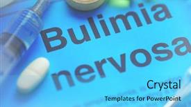  Presentation with bulimia - Presentation theme consisting of medicines and bulimia diagnosis written background and a cyan colored foreground