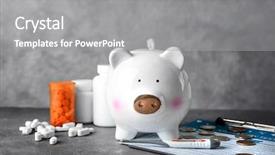  Presentation with health wealth - Theme featuring medicines on grey table health background and a gray colored foreground