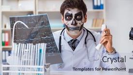  Presentation with scary - Theme enhanced with medico legal - scary monster doctor working background and a  colored foreground