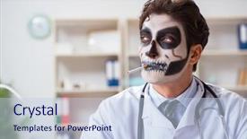  Presentation with scary - Theme having medico legal - scary monster doctor working background and a  colored foreground