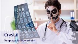  Presentation with scary cinema - Slides enhanced with medico legal - scary monster doctor working background and a  colored foreground