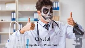  Presentation with lab on chip - Theme with medico legal - scary monster doctor working background and a  colored foreground