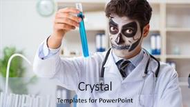 Presentation with scary - Colorful presentation theme enhanced with medico legal - scary monster doctor working backdrop and a  colored foreground