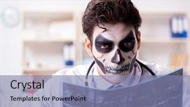  Presentation with scary - Beautiful presentation theme featuring medico legal - scary monster doctor working backdrop and a  colored foreground