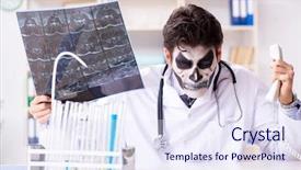  Presentation with scary - Presentation with medico legal - scary monster doctor working background and a  colored foreground