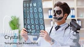  Presentation with medico legal - Presentation theme having medico legal - scary monster doctor working background and a light blue colored foreground