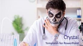  Presentation with scary - Presentation theme featuring medico legal - scary monster doctor working background and a  colored foreground