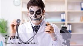  Presentation with mouse in a lab - Presentation enhanced with medico legal - scary monster doctor working background and a  colored foreground