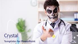  Presentation with scary - Slides enhanced with medico legal - scary monster doctor working background and a  colored foreground