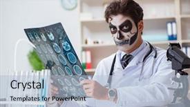  Presentation with medico legal - PPT layouts consisting of medico legal - scary monster doctor working background and a light blue colored foreground