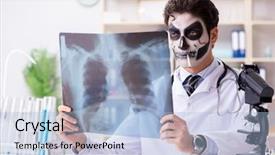  Presentation with scary - Presentation having medico legal - scary monster doctor working background and a  colored foreground