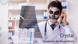  Presentation with scary lion - PPT theme having medico legal - scary monster doctor working background and a  colored foreground