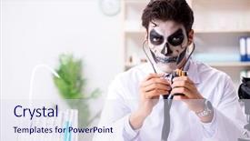  Presentation with scary cinema - Audience pleasing slide deck consisting of medico legal - scary monster doctor working backdrop and a  colored foreground