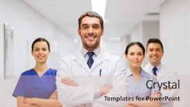  Presentation with health-care - Presentation theme having medics or doctors at hospital background and a  colored foreground