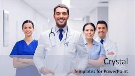  Presentation with maternal health care - Colorful theme enhanced with medics or doctors at hospital backdrop and a light blue colored foreground