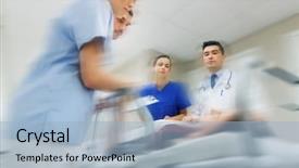  Presentation with reanimation - PPT layouts having doctors carrying unconscious woman patient background and a  colored foreground