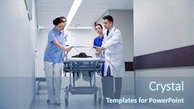  Presentation with patient care - Colorful theme enhanced with injured worker - profession people health care reanimation backdrop and a seafoam green colored foreground