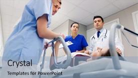  Presentation with reanimation - Cool new presentation theme with doctors carrying unconscious woman patient backdrop and a light blue colored foreground