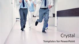  Presentation with emergency - Slide deck featuring medics or doctors running background and a light gray colored foreground
