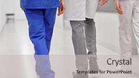 Presentation with clinic - Beautiful theme featuring medics or doctors walking along backdrop and a light gray colored foreground