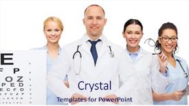  Presentation with teamwork doctors - Theme featuring medics or doctors with eye background and a  colored foreground