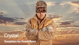  Presentation with steampunk - Cool new PPT theme with steampunk man wearing glasses post backdrop and a coral colored foreground