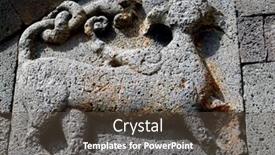  Presentation with animal - Colorful PPT theme enhanced with medieval-animal-emblem-on-wall backdrop and a tawny brown colored foreground