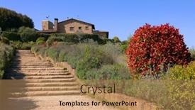  Presentation with medieval - Presentation theme having medieval-architecture-of-monteriggioni-medieval background and a coral colored foreground
