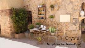  Presentation with medieval - PPT theme enhanced with medieval-architecture-of-monteriggioni-medieval background and a coral colored foreground