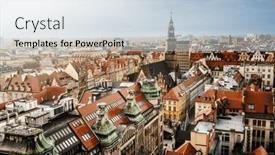  Presentation with architecture old - Presentation theme having medieval-architecture-of-wroclaw-city background and a sky blue colored foreground