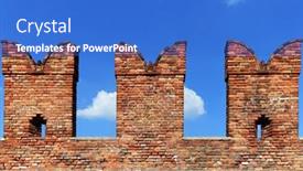  Presentation with medieval artsa - Presentation design featuring medieval bridge of ponte scaligero in verona italy built in 14th century near castelvecchio background and a cobalt blue colored foreground