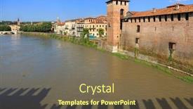  Presentation with medieval - Presentation theme consisting of medieval bridge of ponte scaligero in verona italy built in 14th century near castelvecchio background and a tawny brown colored foreground