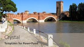  Presentation with medieval - Amazing presentation design having medieval bridge of ponte scaligero in verona italy built in 14th century near castelvecchio backdrop and a mint green colored foreground