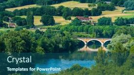  Presentation with medieval - Beautiful slides featuring medieval-bridge-over-the-dordogne backdrop and a ocean colored foreground