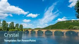  Presentation with medieval - Cool new slide deck with medieval-bridge-over-the-dordogne backdrop and a ocean colored foreground