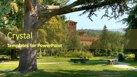  Presentation with botanical - Presentation consisting of medieval-castle-among-trees background and a tawny brown colored foreground